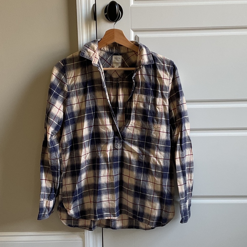Blue and White Plaid Shirt